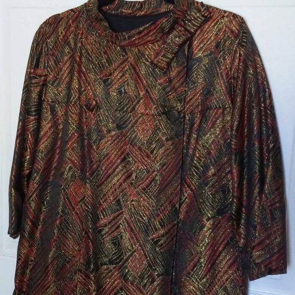50's 60's Gold Lame Swing Coat Trapeze Coat - Picture 10 of 13